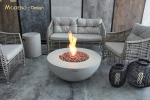 Modeno by Elementi - Roca Round Gas Concrete Fire Table-Grey Modern OFG107