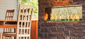 Majestic Lanai see through fireplace in a patio setting